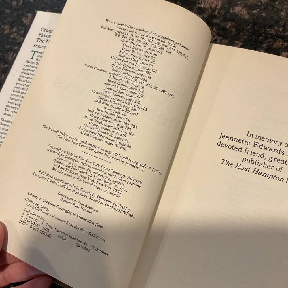 Craig Claiborne's Favorites Cookbook 1976